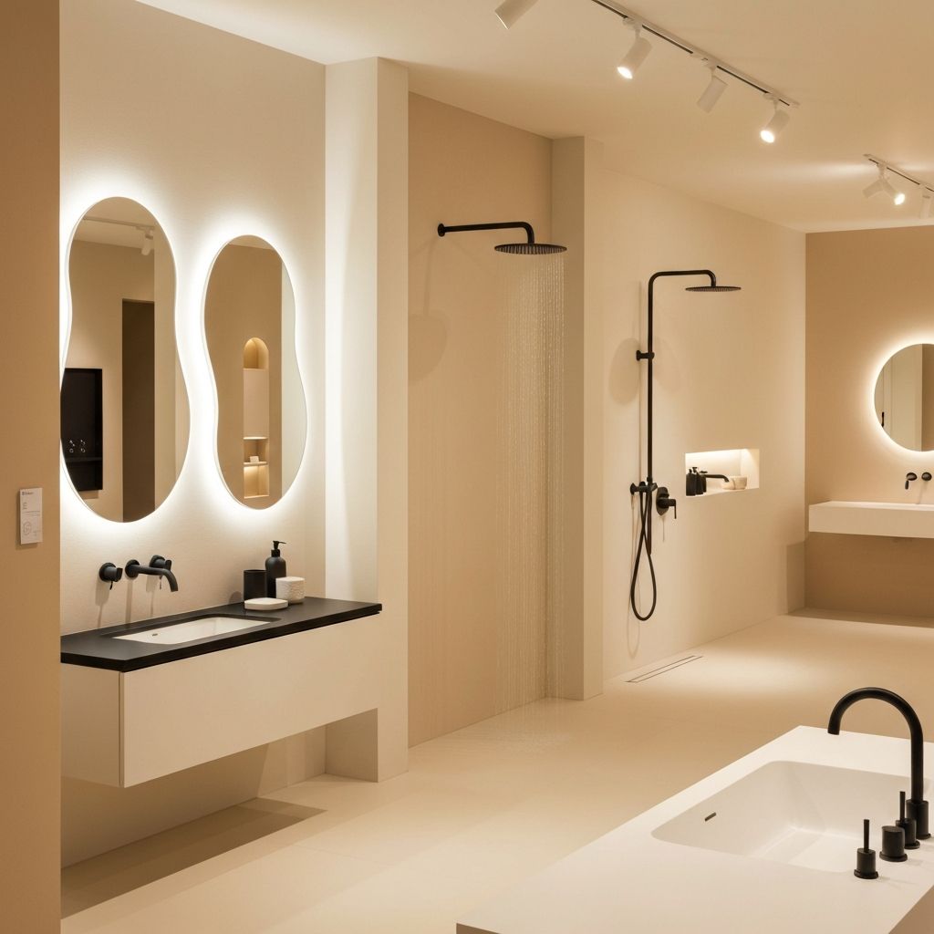 Luxurious modern bathroom showroom with premium fixtures